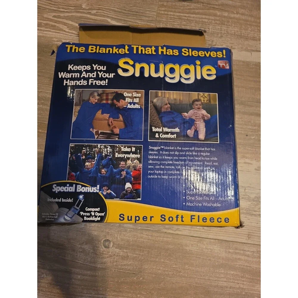 The Original Snuggie Blanket Blue Fleece With Sleeves  Open Box